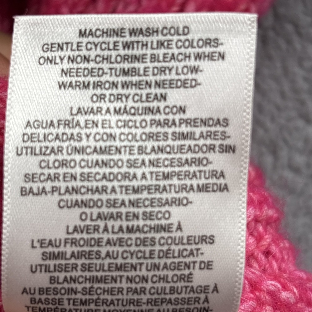 Jessica Simpson Ribbed Knit Cropped Mock Neck Sweater – Women's Size L– Hot Pink - Picture 10 of 13